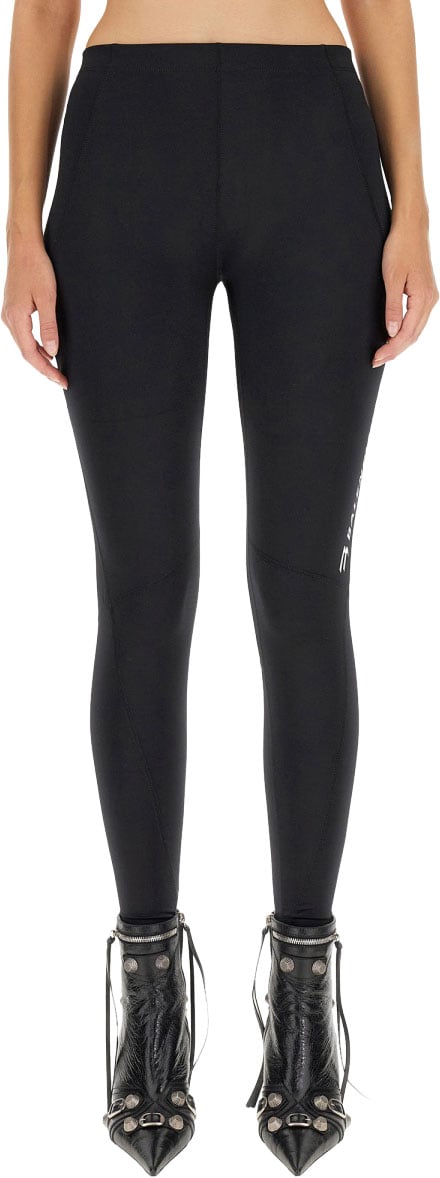 Balenciaga Sporty B Activewear Leggings with Elastic Waistband Zwart