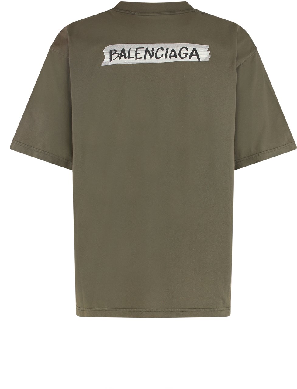Balenciaga T-Shirt Masking Tape Medium fit in jersey Groen