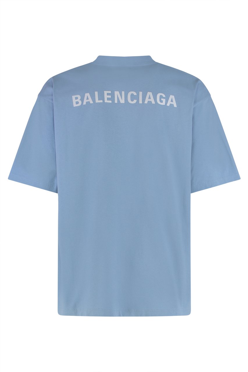 Balenciaga T-Shirt Balenciaga Back Medium Fit in jersey Lichtblauw