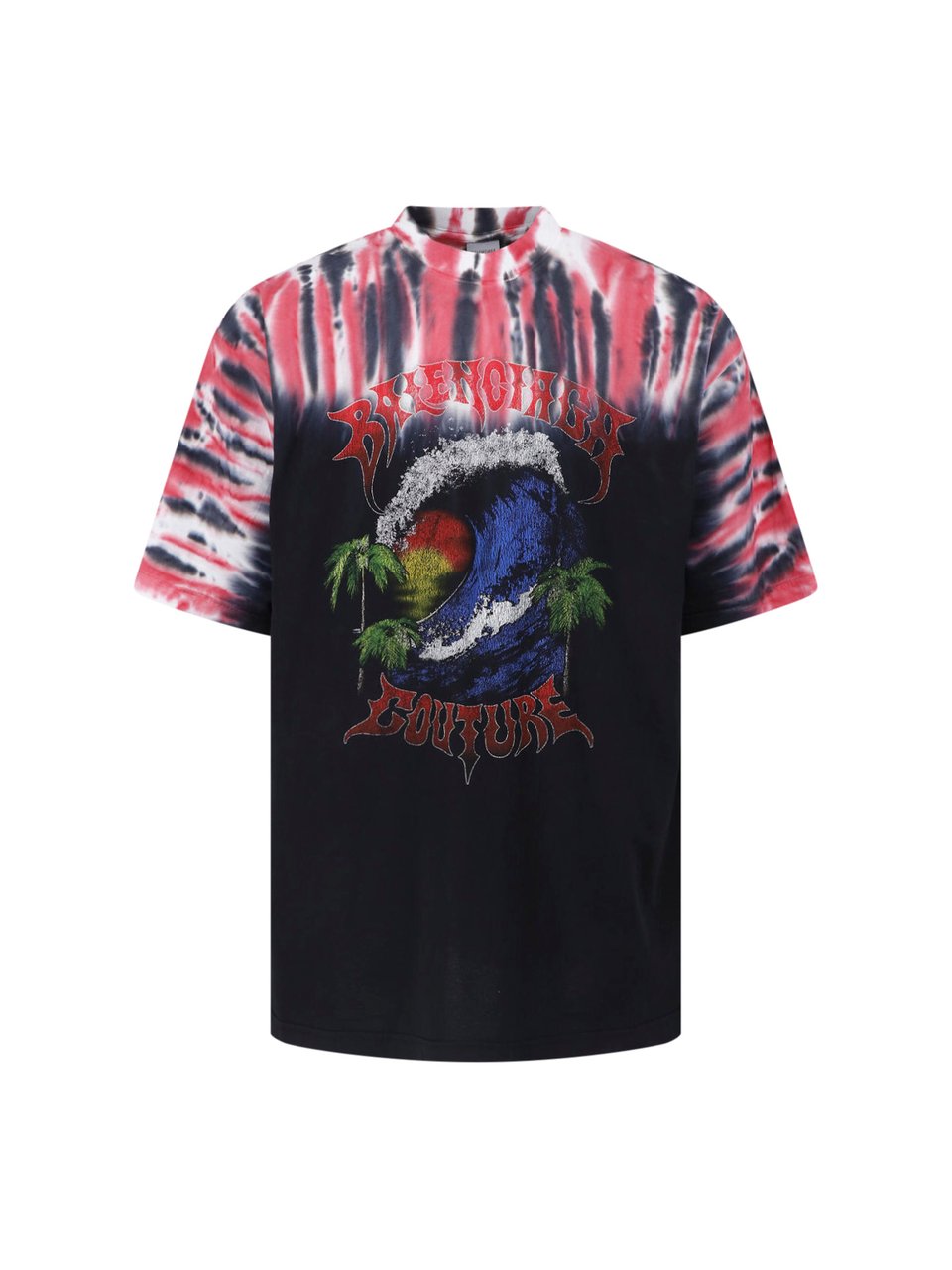 Balenciaga Tie-Dye Graphic Printed T-Shirt With Classic Crew Neckline Zwart