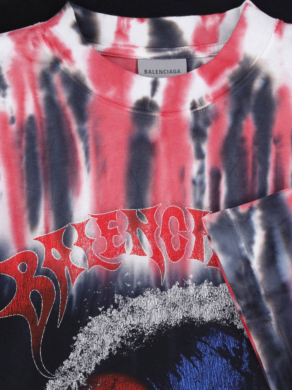 Balenciaga Tie-Dye Graphic Printed T-Shirt With Classic Crew Neckline Zwart