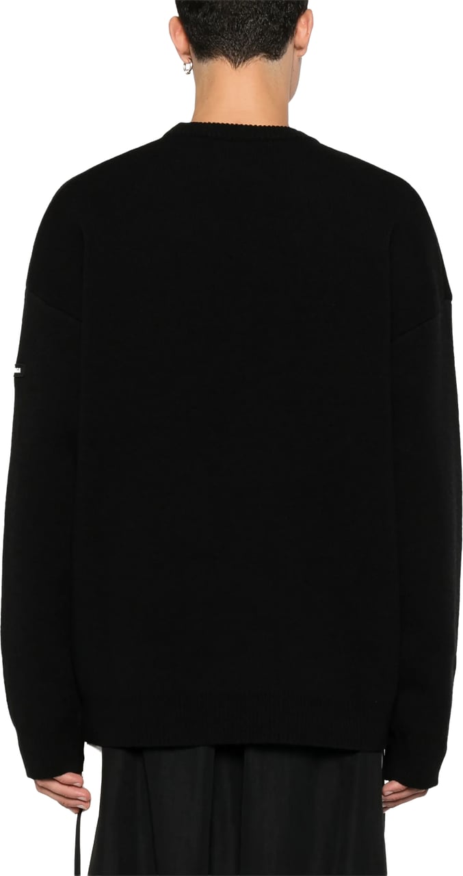 Balenciaga Black Relaxed Fit Crew Neck Sweater Zwart