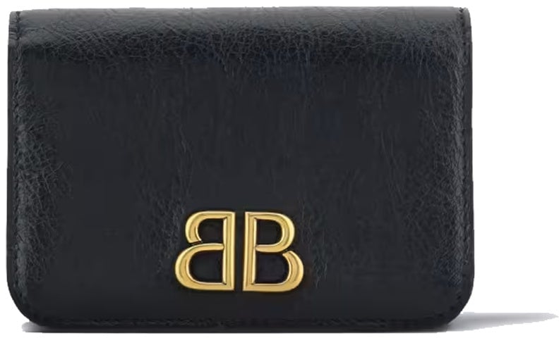 Balenciaga Balenciaga Leather BB Wallet And Card Holder Zwart