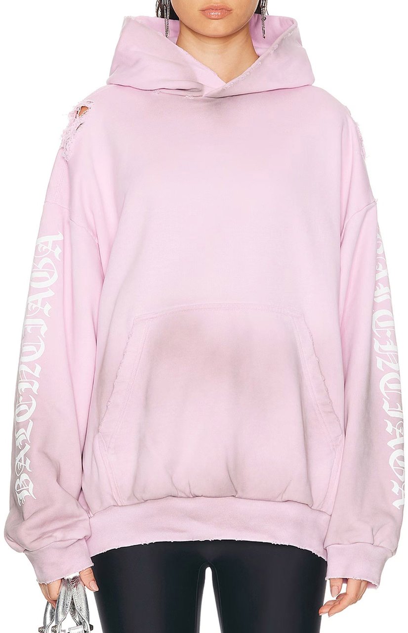 Balenciaga Balenciaga Stencil Medium Fit Hooded Sweatshirt Roze