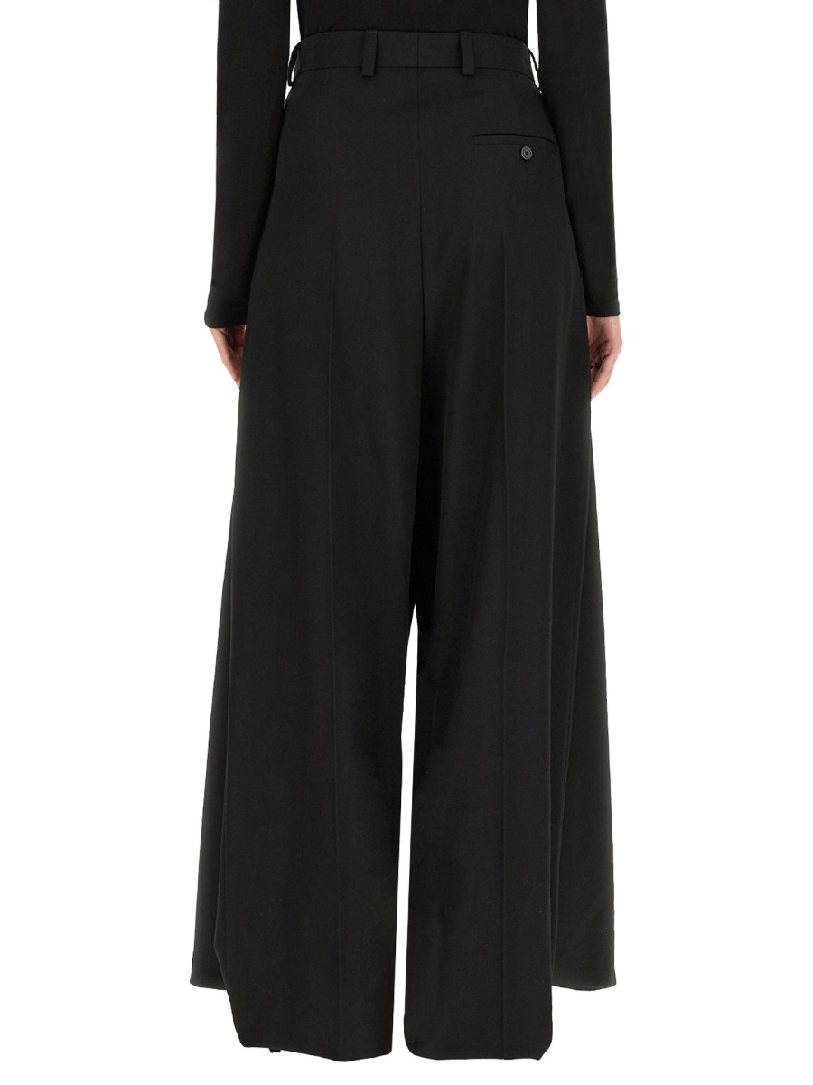 Balenciaga Tailored Double Front Wool Pants with Structured Silhouette Zwart