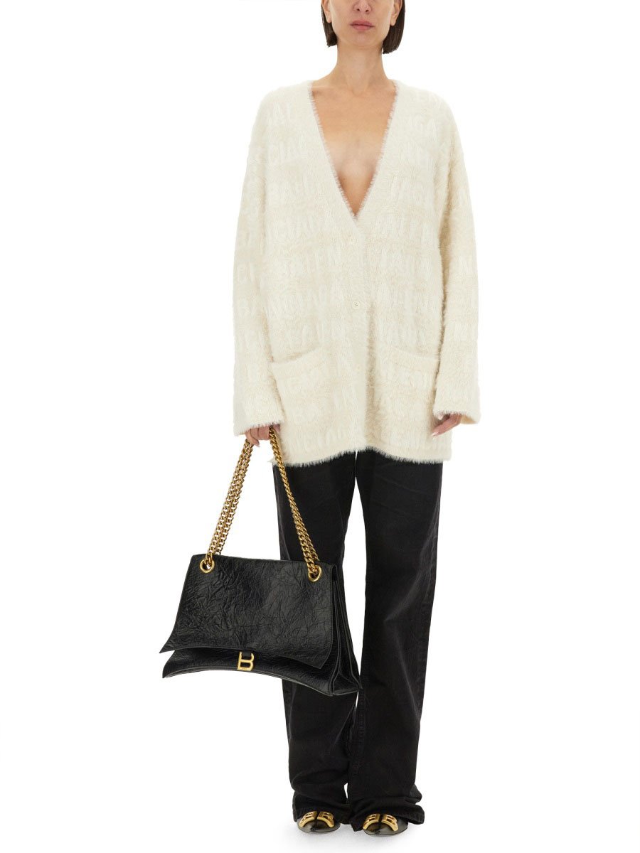 Balenciaga Oversized V-Neck Cardigan with Relaxed Fit Neutraal