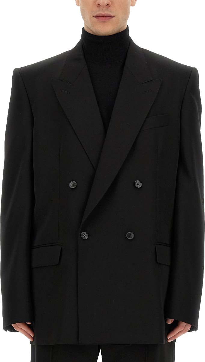 Balenciaga Timeless Regular Fit Jacket in Wool Neutraal