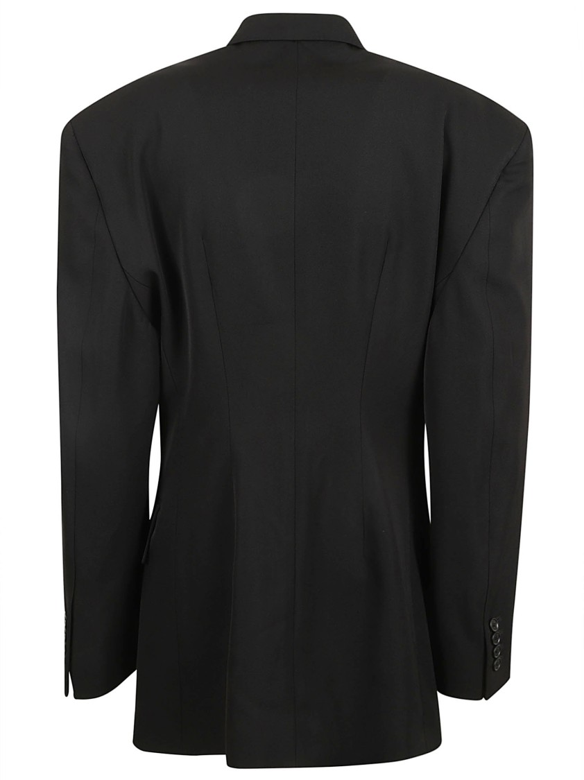 Balenciaga Tailored Double-Breasted Black Jacket With Sharp Lapels Zwart
