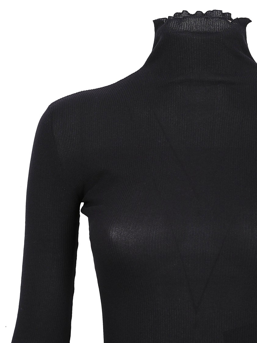 Balenciaga Form-Fitting Black Maxi Dress With Ruffled Neckline Zwart