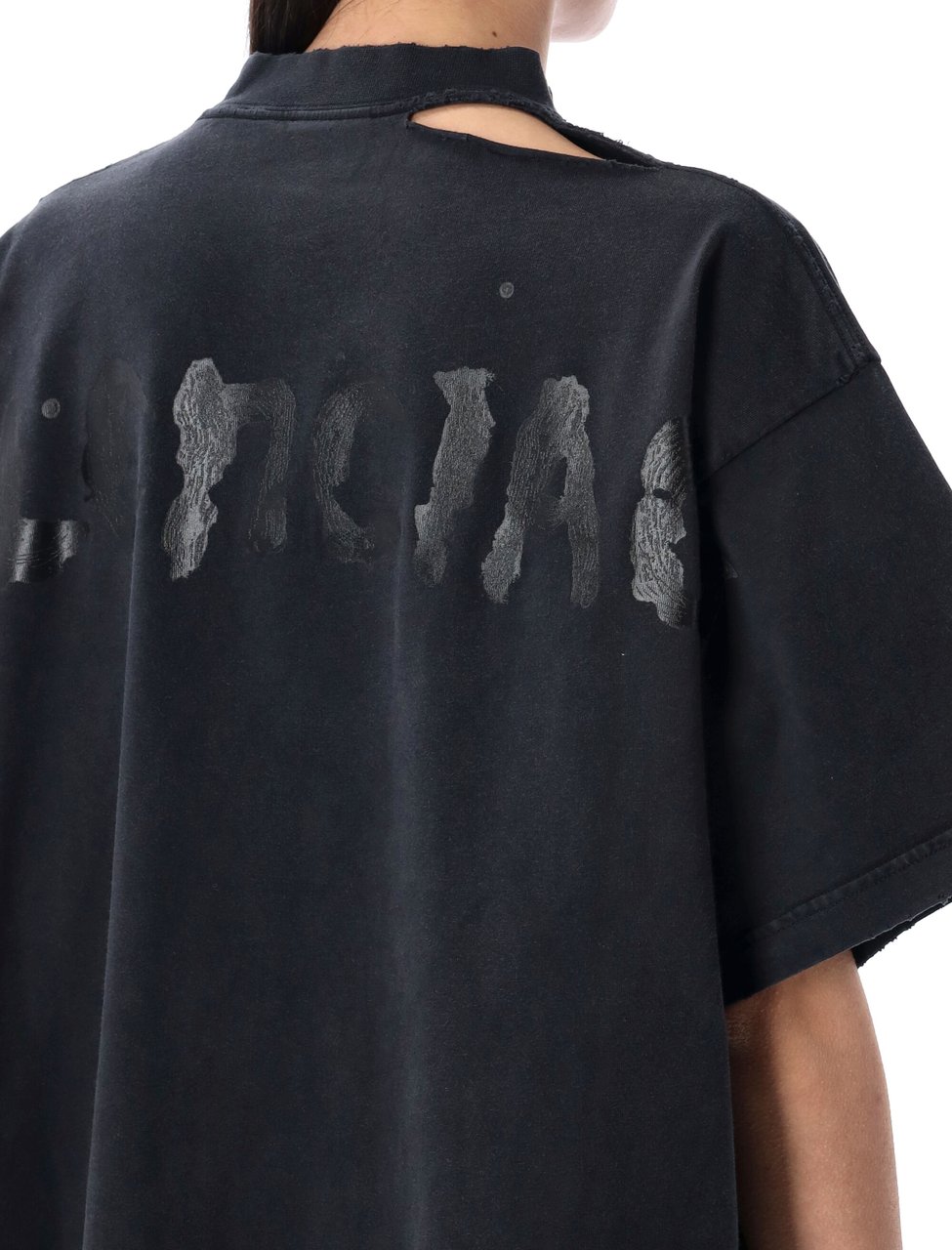 Balenciaga Oversized T-Shirt Faded Washed Black Zwart