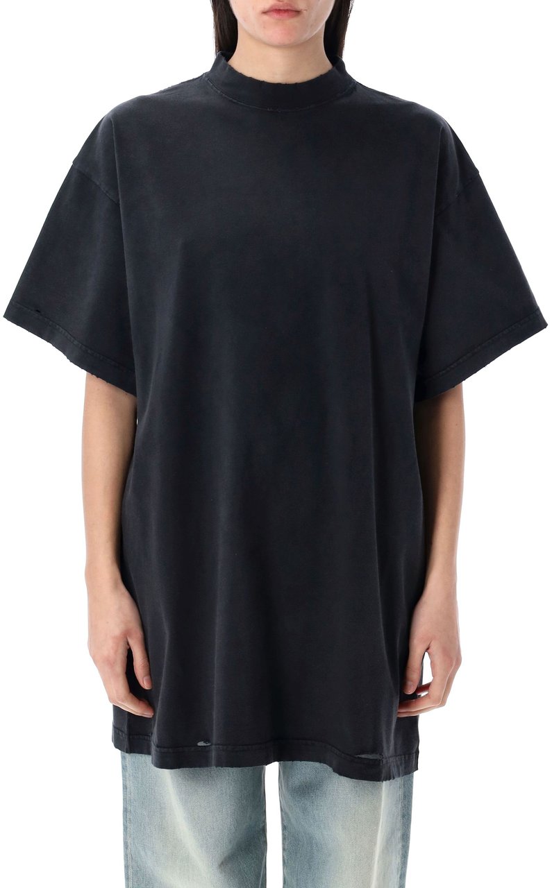 Balenciaga Oversized T-Shirt Faded Washed Black Zwart