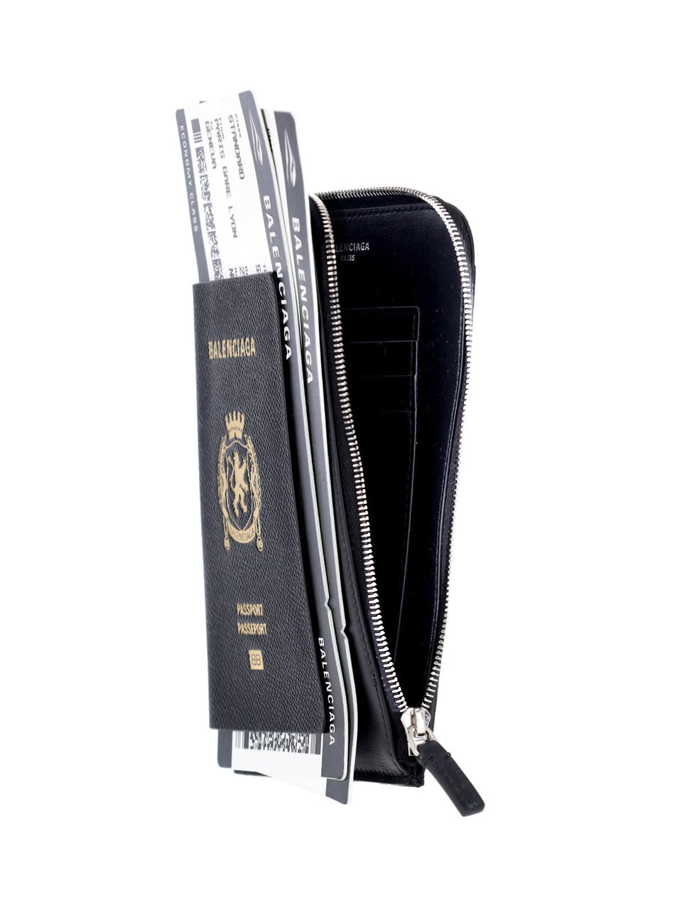 Balenciaga Black Passport Graphic Ticket Phone Holder Zwart