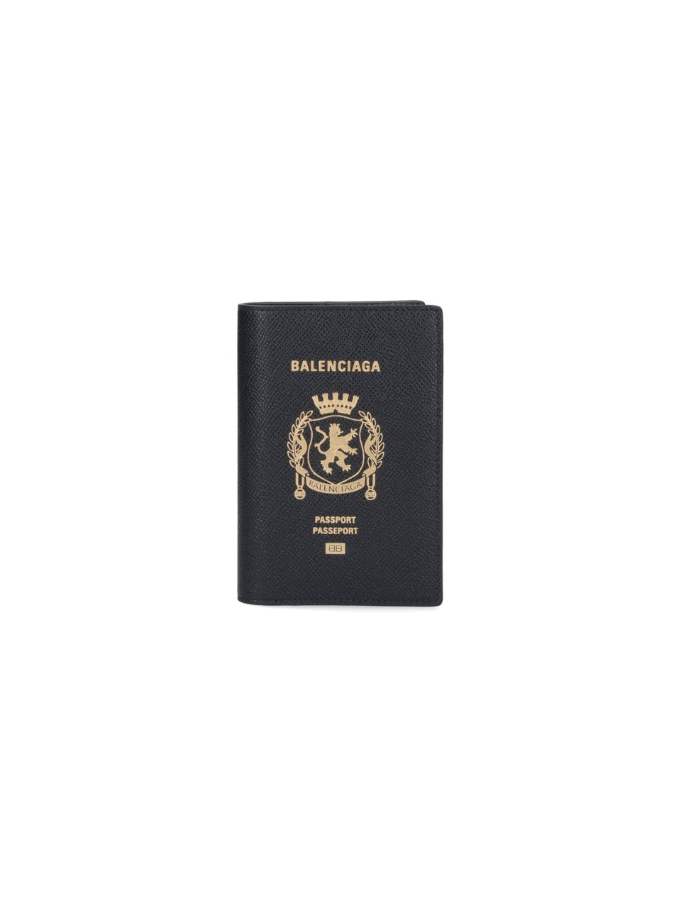 Balenciaga Black Passport Saffiano Leather Wallet Case Zwart