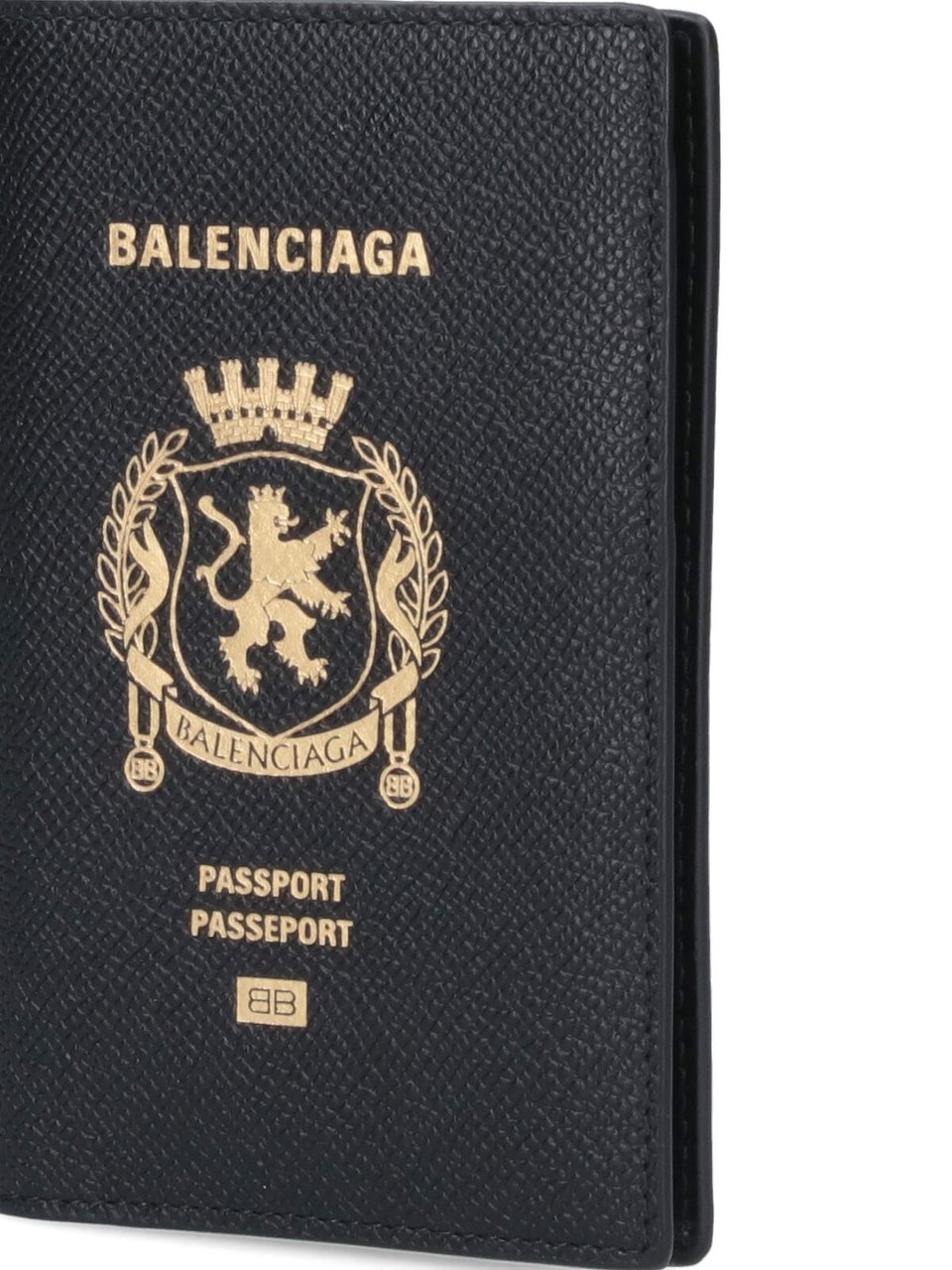 Balenciaga Black Passport Saffiano Leather Wallet Case Zwart
