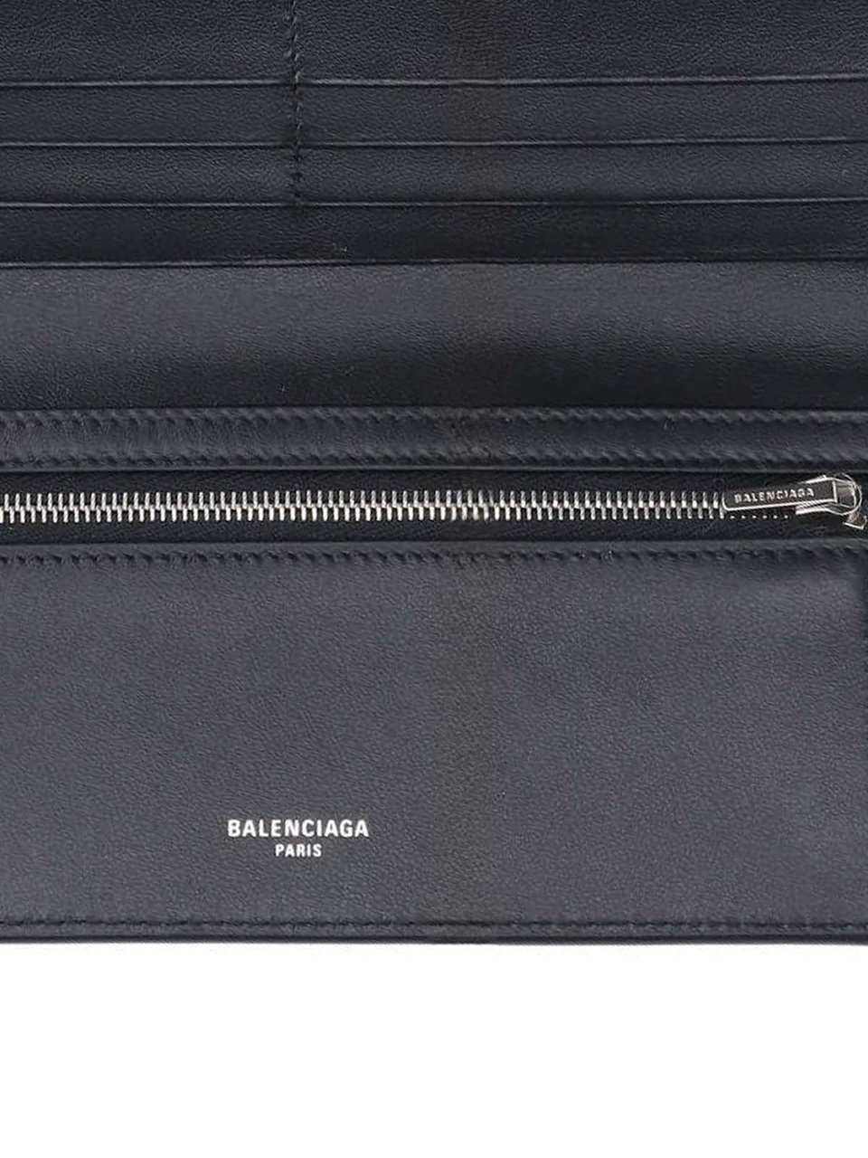 Balenciaga Black Passport Ticket Graphic Long Wallet Zwart