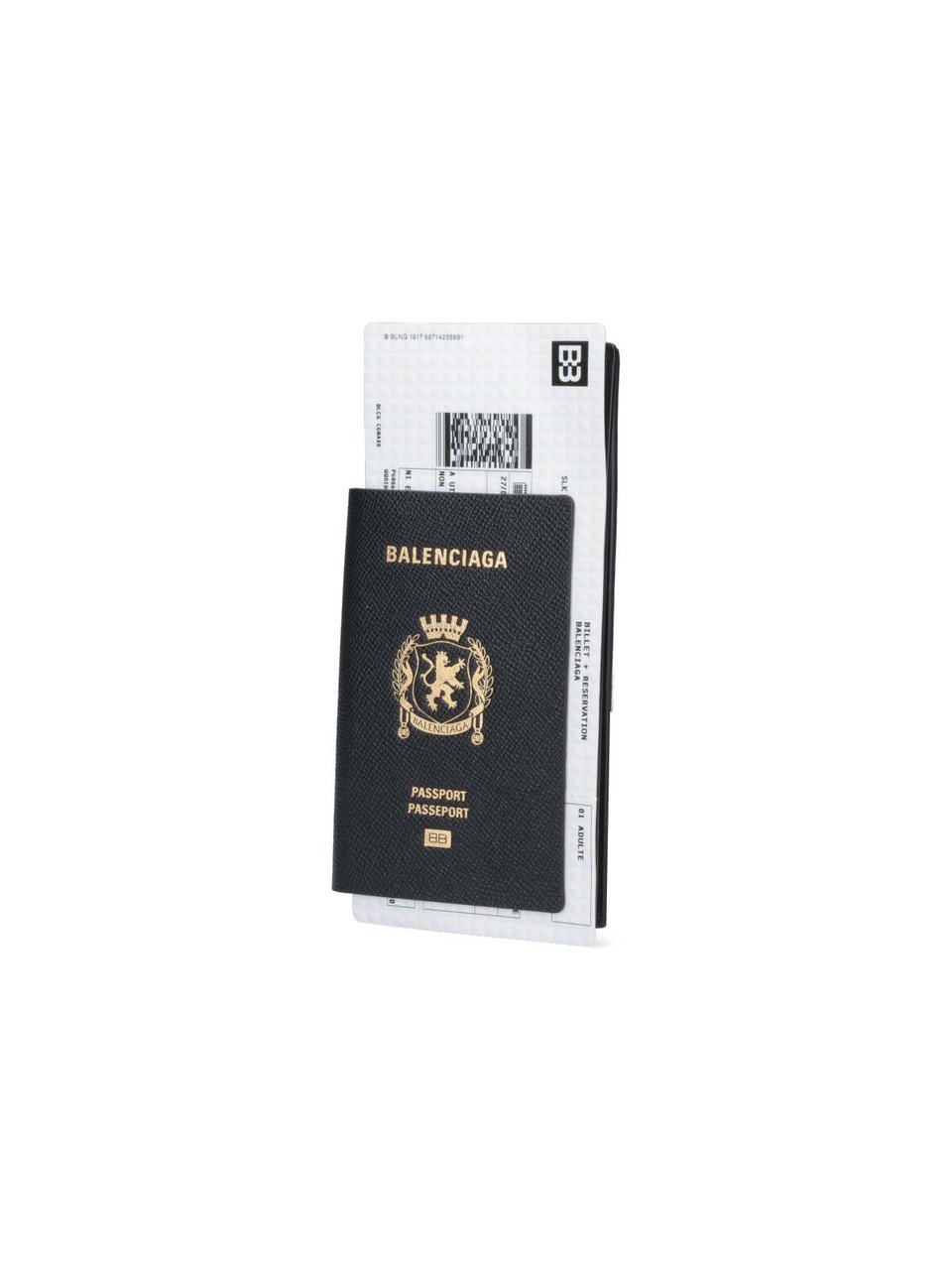 Balenciaga Black Passport Ticket Graphic Long Wallet Zwart