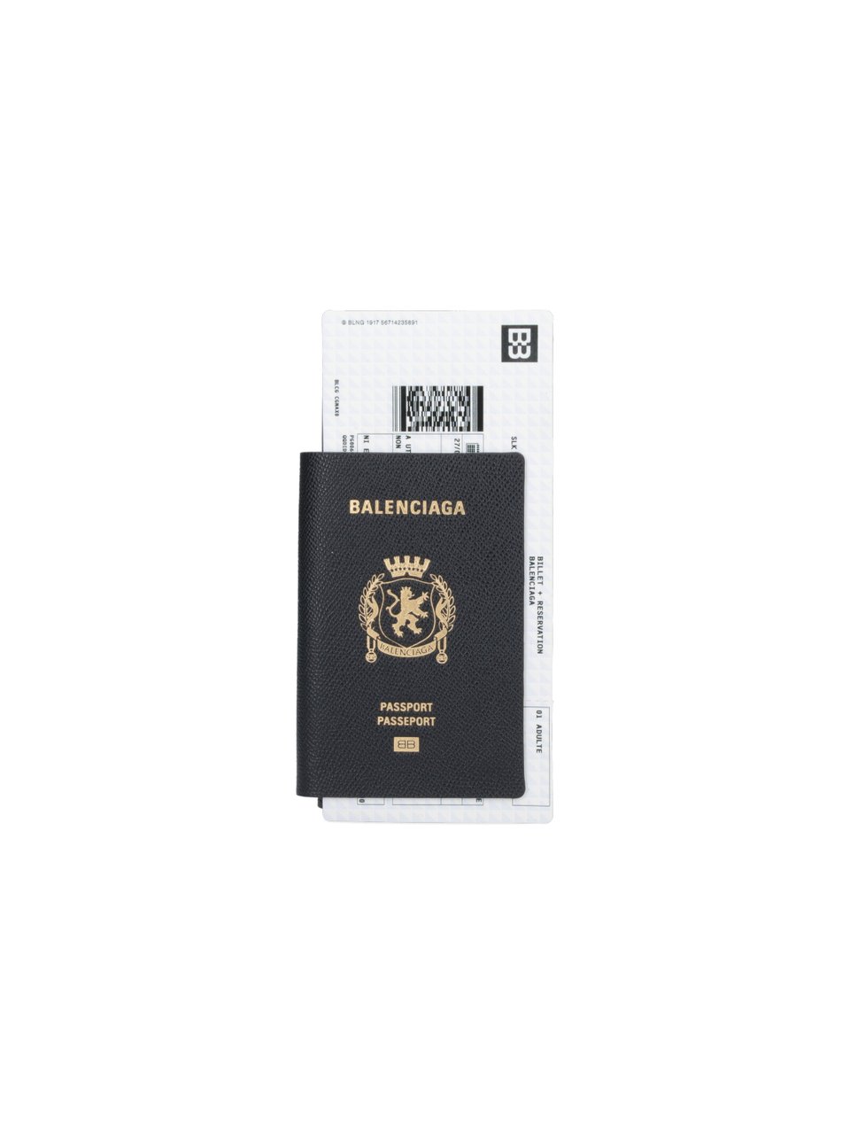 Balenciaga Black Passport Ticket Graphic Long Wallet Zwart