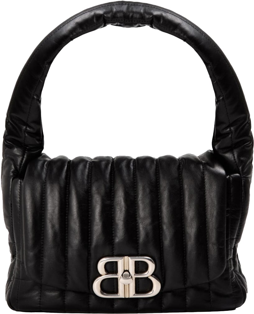 Balenciaga Monaco Quilted Sling Shoulder Bag Zwart
