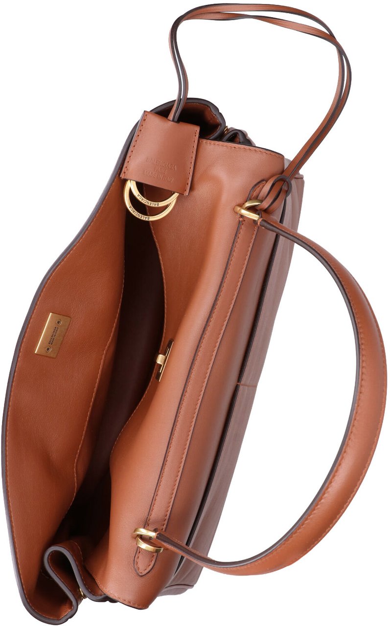 Balenciaga Brown Rodeo Medium Calfskin Leather Handbag Bruin