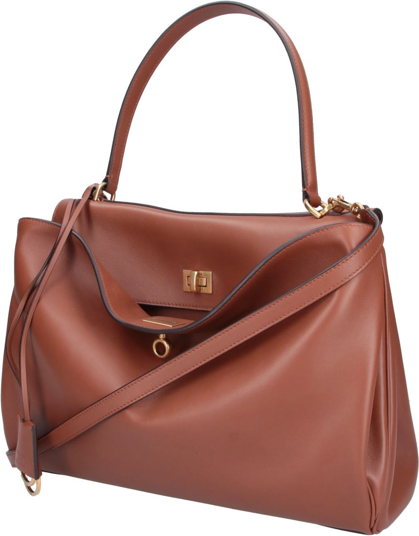 Balenciaga Brown Rodeo Medium Calfskin Leather Handbag Bruin