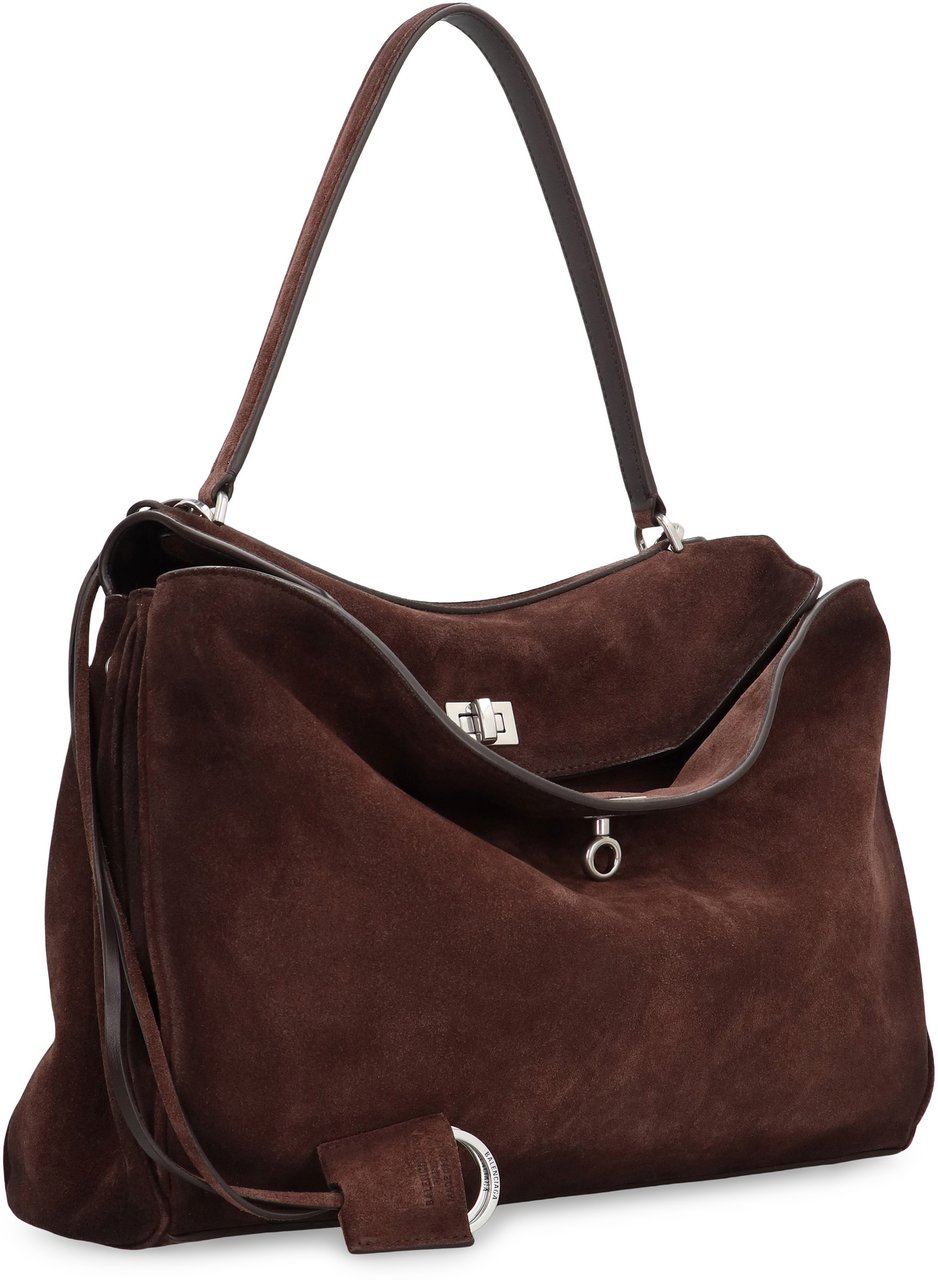 Balenciaga Rodeo Media bag in calf suede Bruin