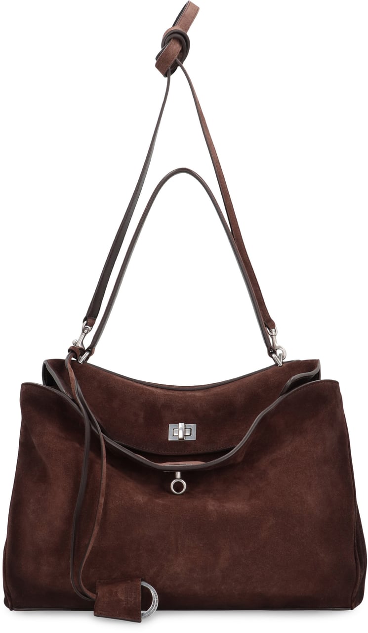 Balenciaga Rodeo Media bag in calf suede Bruin