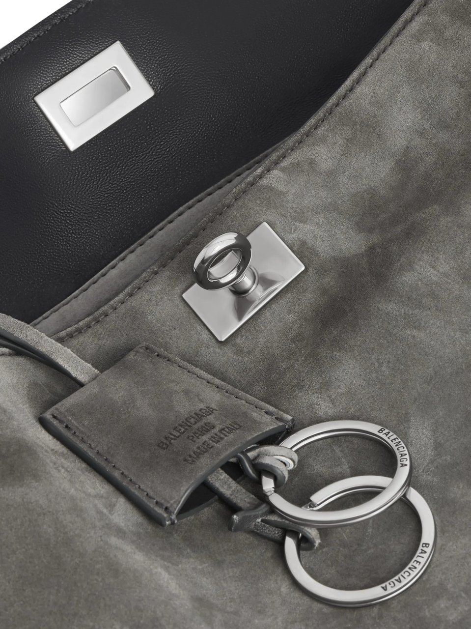 Balenciaga Structured Grey Handbag with Top Handle and Detachable Strap Grijs