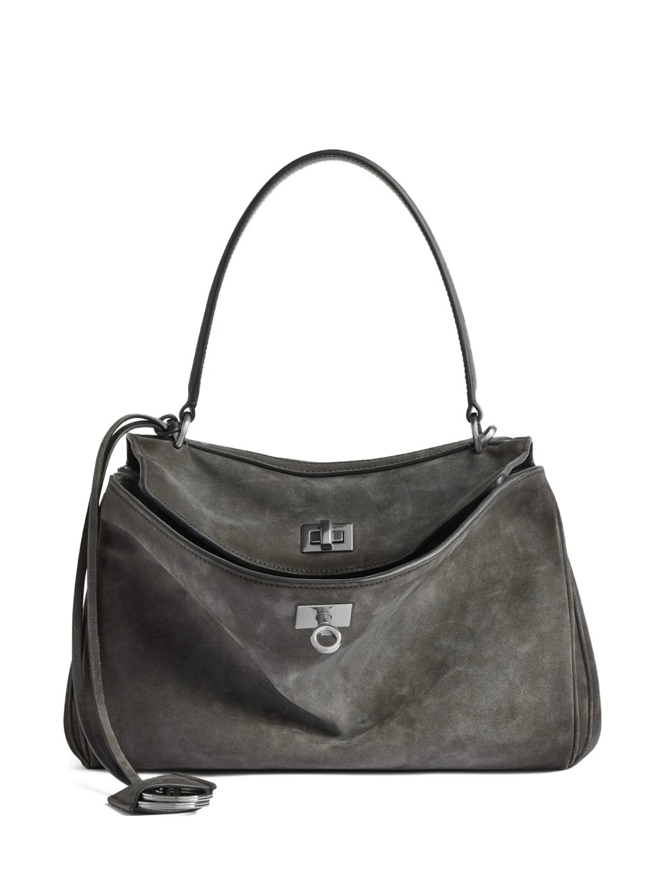 Balenciaga Structured Grey Handbag with Top Handle and Detachable Strap Grijs