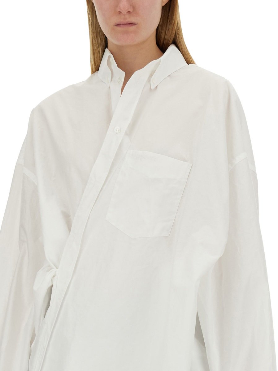 Balenciaga Wrap-Style White Shirt With Oversized Fit Wit