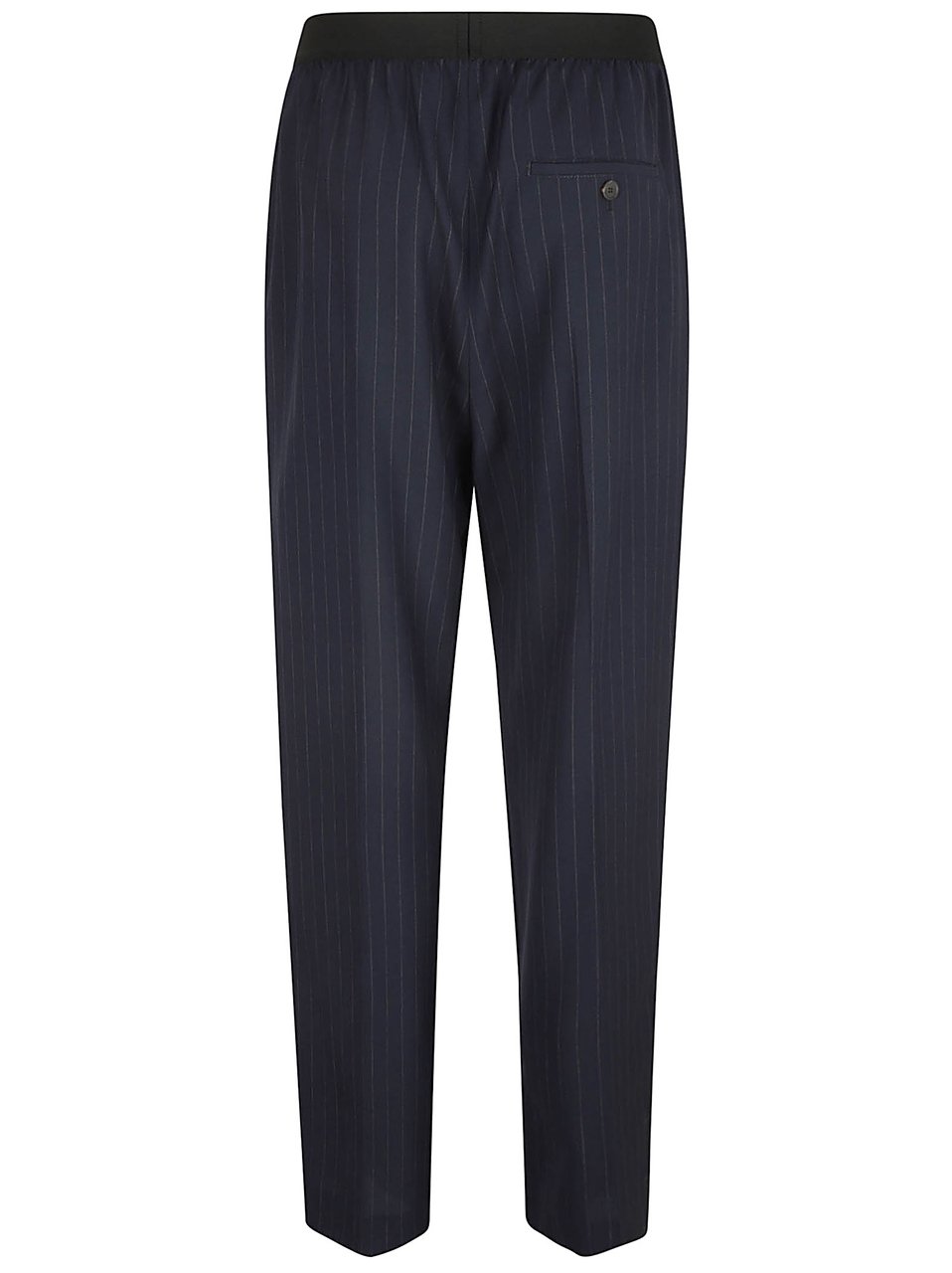 Balenciaga Relaxed Fit Blue Trousers With Subtle Pinstripes Zwart