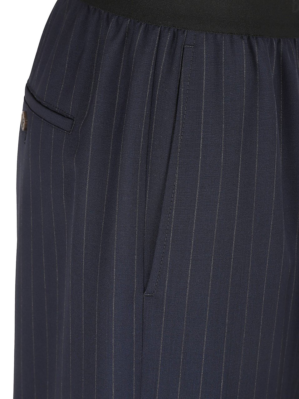 Balenciaga Relaxed Fit Blue Trousers With Subtle Pinstripes Zwart