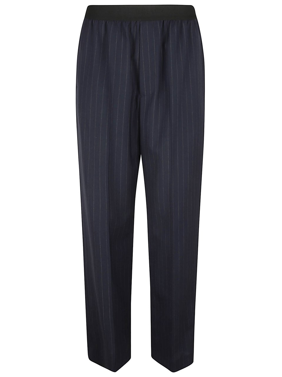 Balenciaga Relaxed Fit Blue Trousers With Subtle Pinstripes Zwart