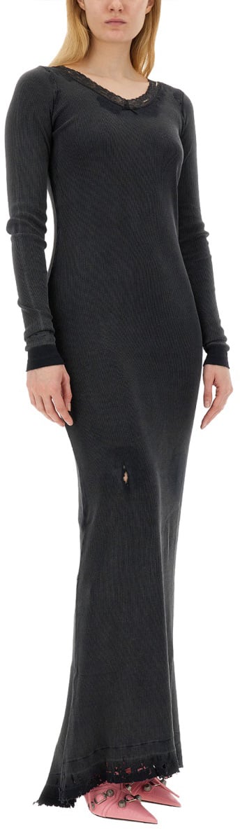 Balenciaga Flowing Cotton Maxi Dress with Elegant Silhouette Zwart