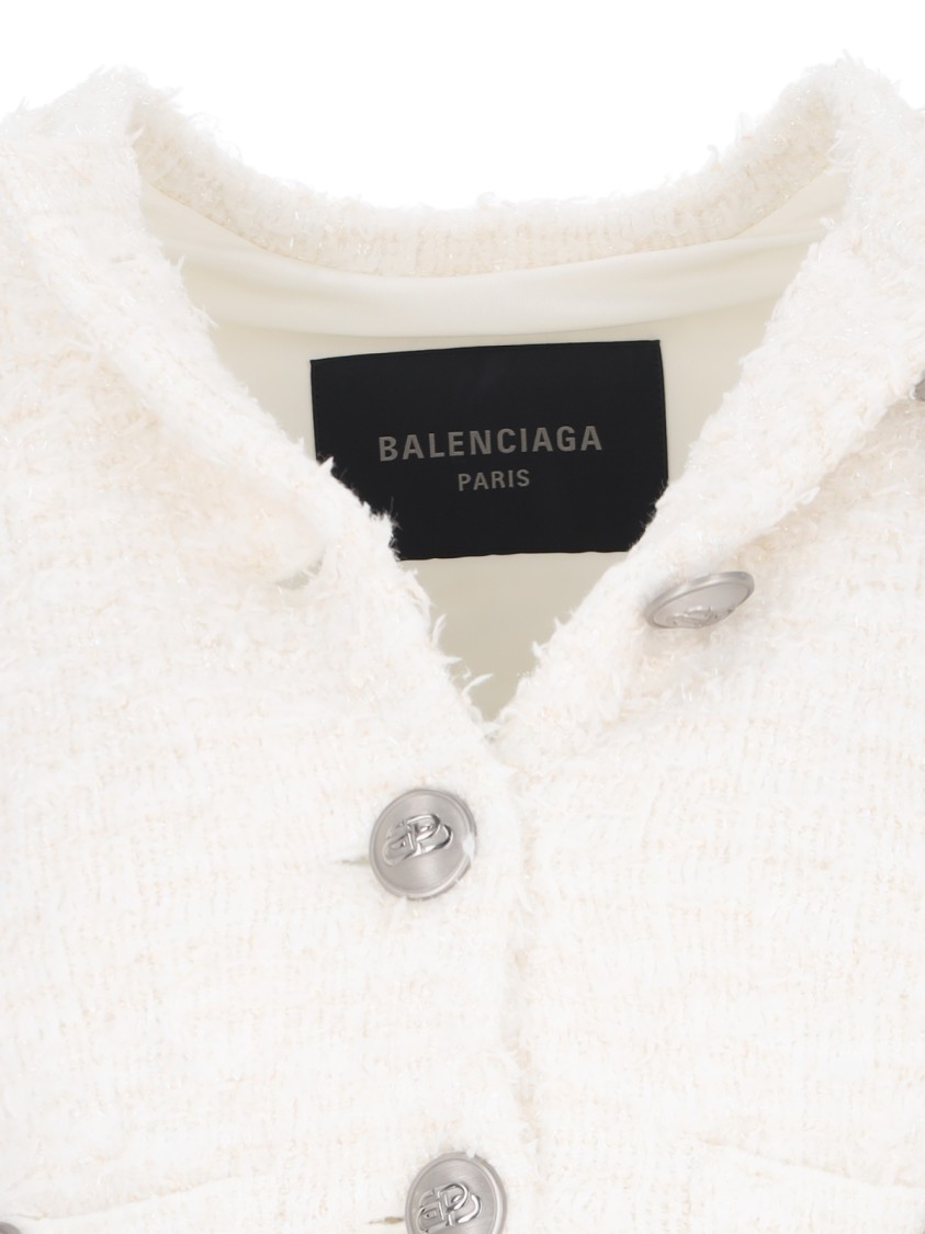 Balenciaga Crop Button Cardigan – White Wit