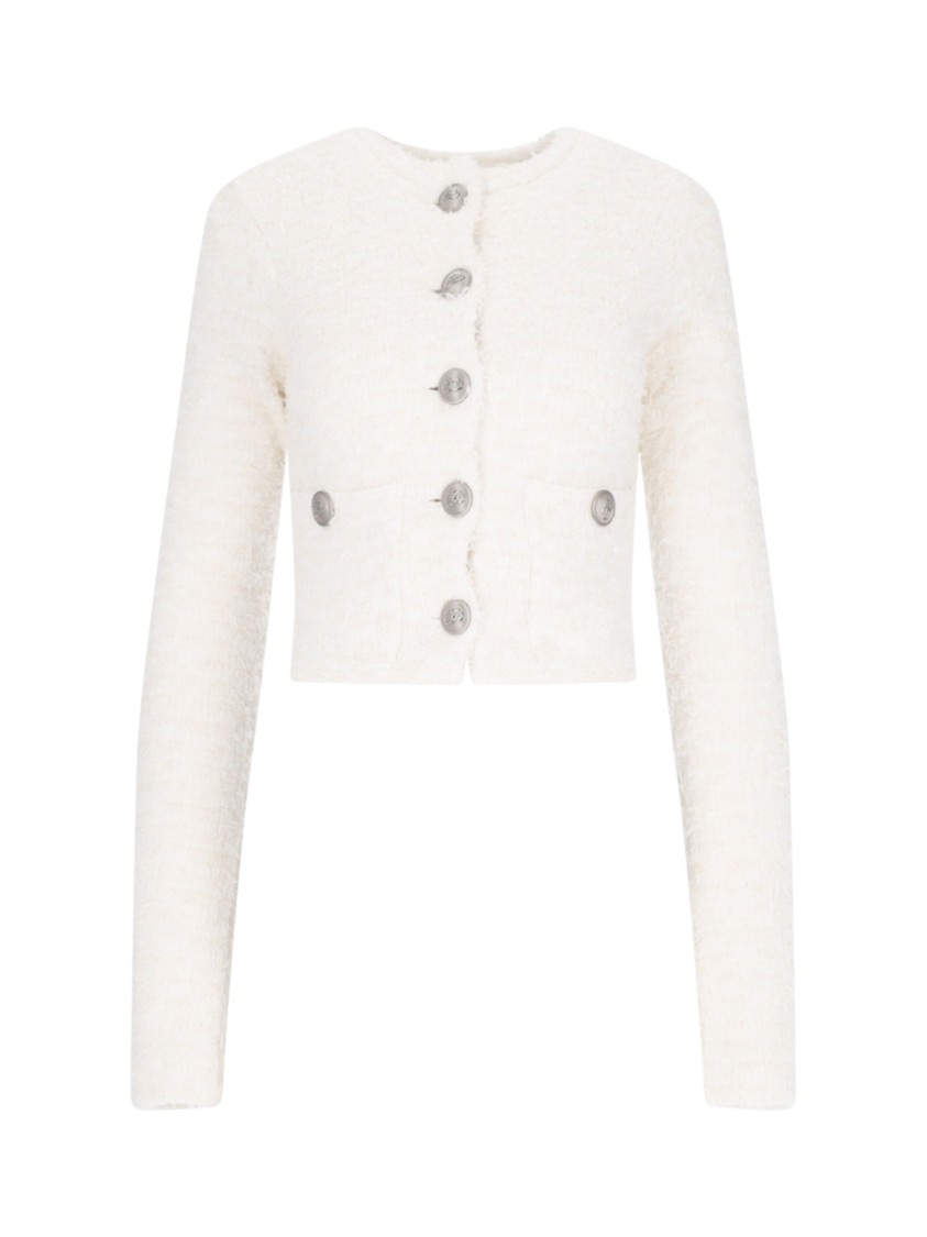 Balenciaga Crop Button Cardigan – White Wit