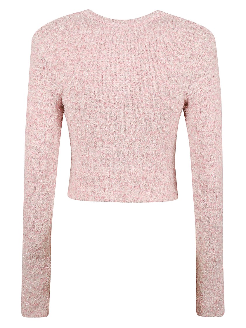 Balenciaga Cropped Textured Knit Sweater Roze
