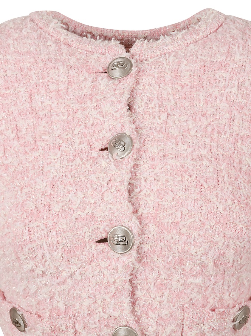 Balenciaga Cropped Textured Knit Sweater Roze