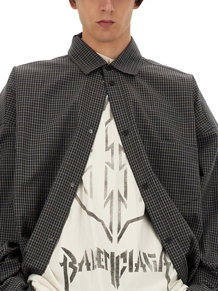 Balenciaga Relaxed Fit Oversized Outerwear Shirt Zwart