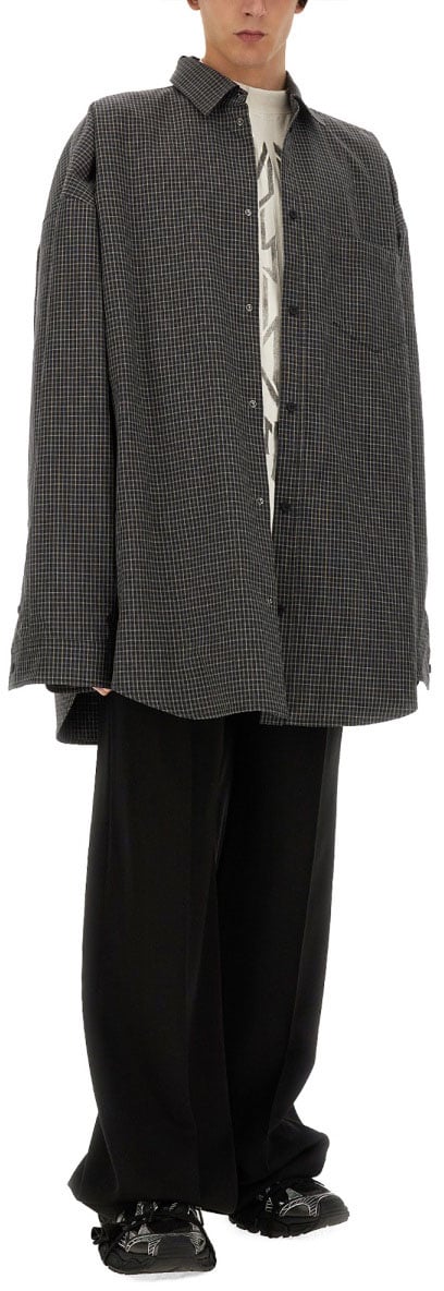 Balenciaga Relaxed Fit Oversized Outerwear Shirt Zwart