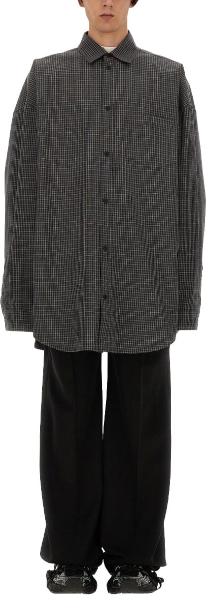Balenciaga Relaxed Fit Oversized Outerwear Shirt Zwart