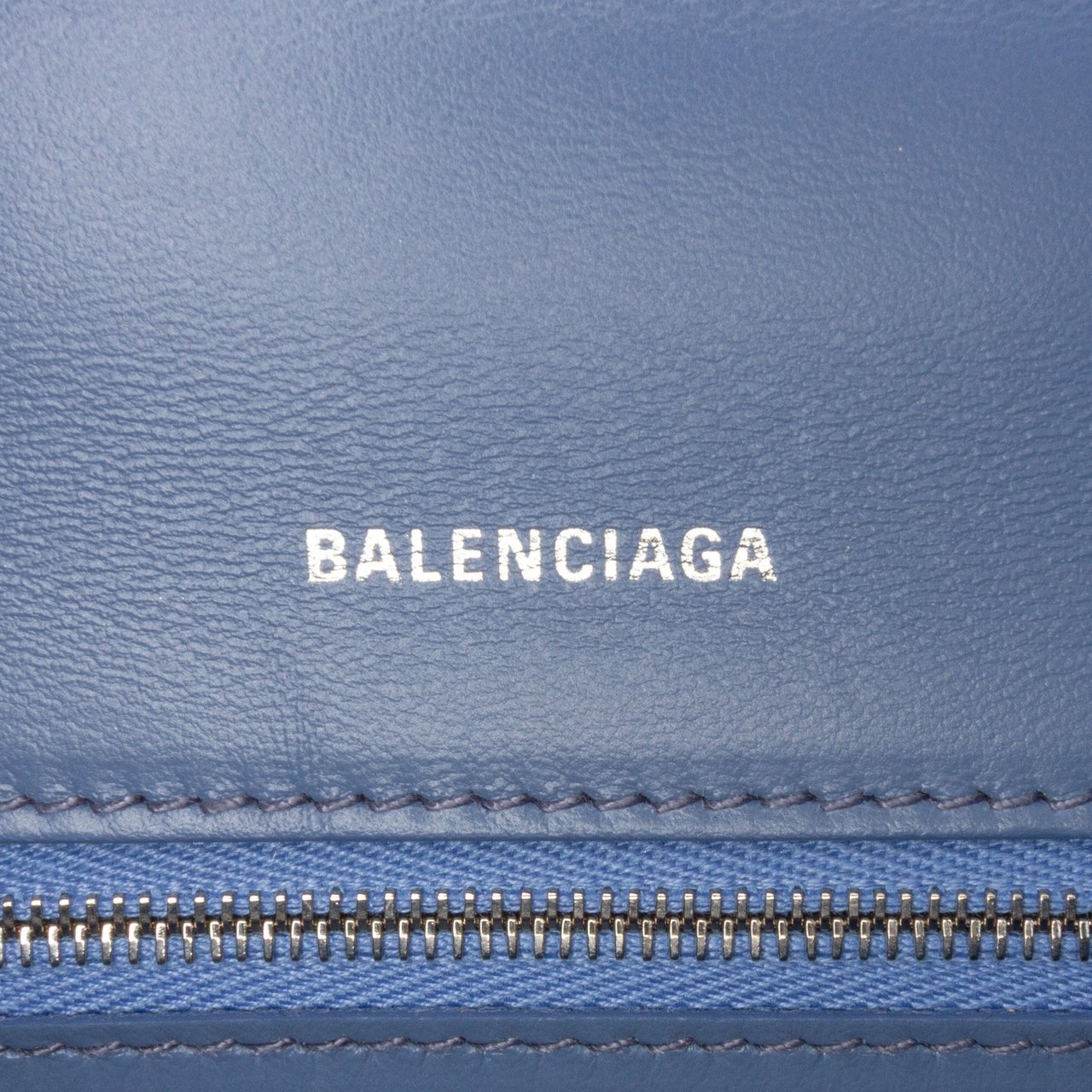 Balenciaga Small BB Monogram Denim Hourglass Top Handle Bag Blauw