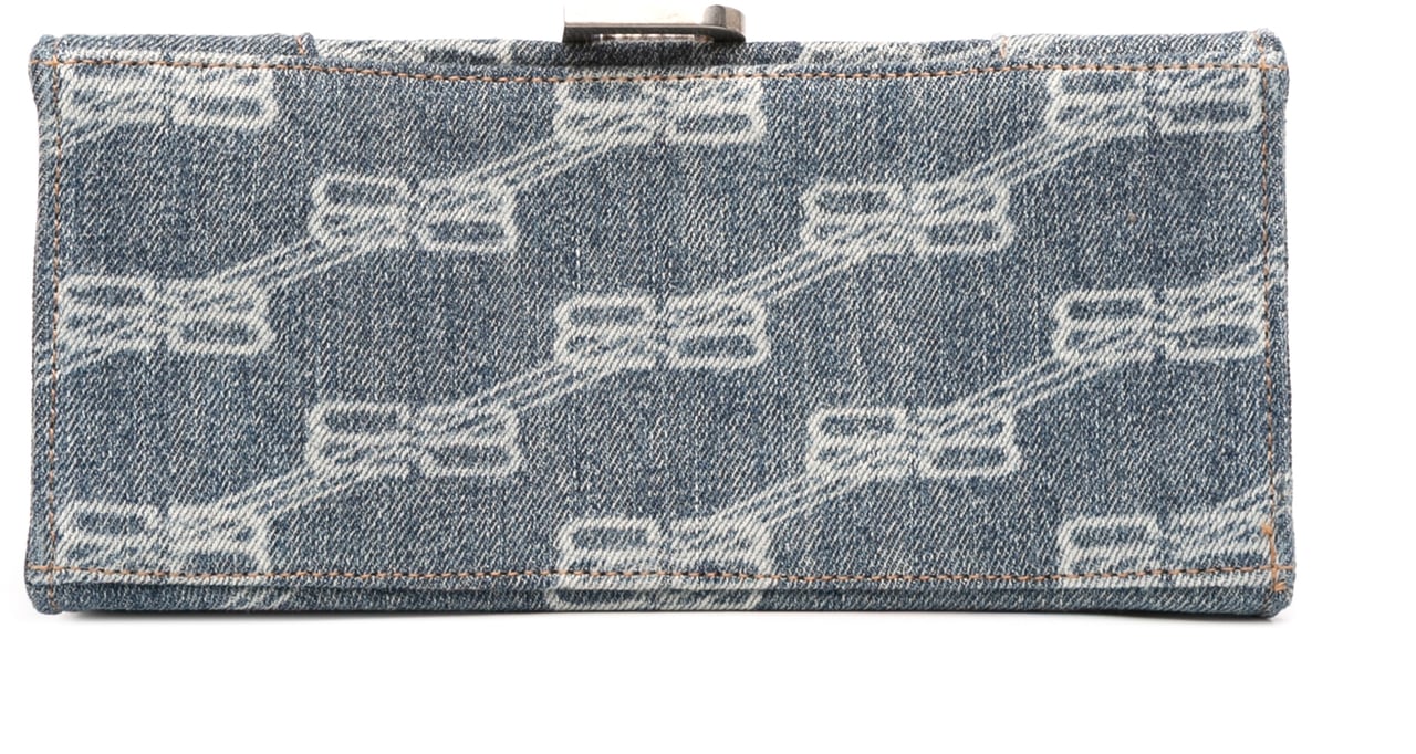 Balenciaga Small BB Monogram Denim Hourglass Top Handle Bag Blauw