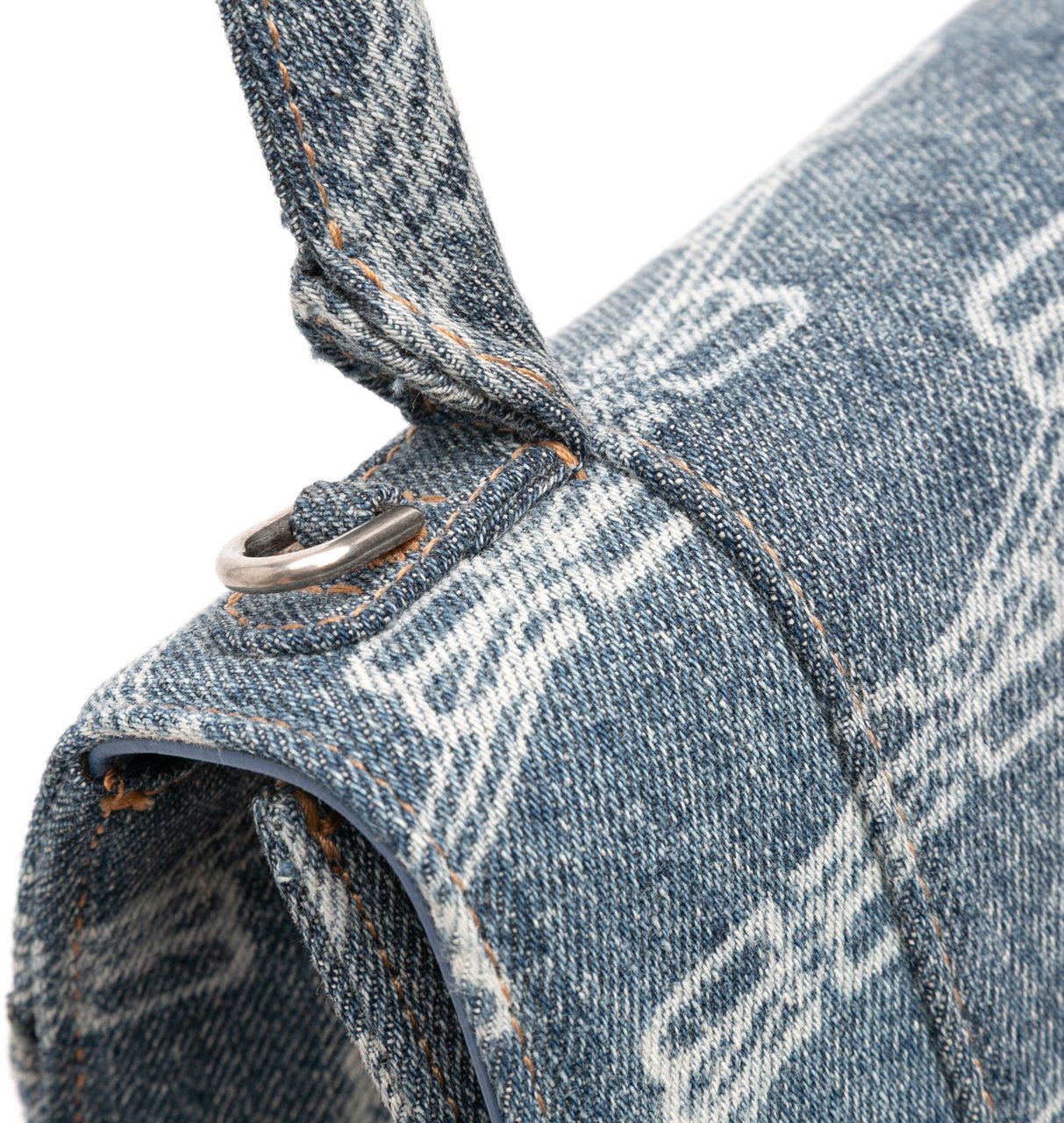 Balenciaga Small BB Monogram Denim Hourglass Top Handle Bag Blauw