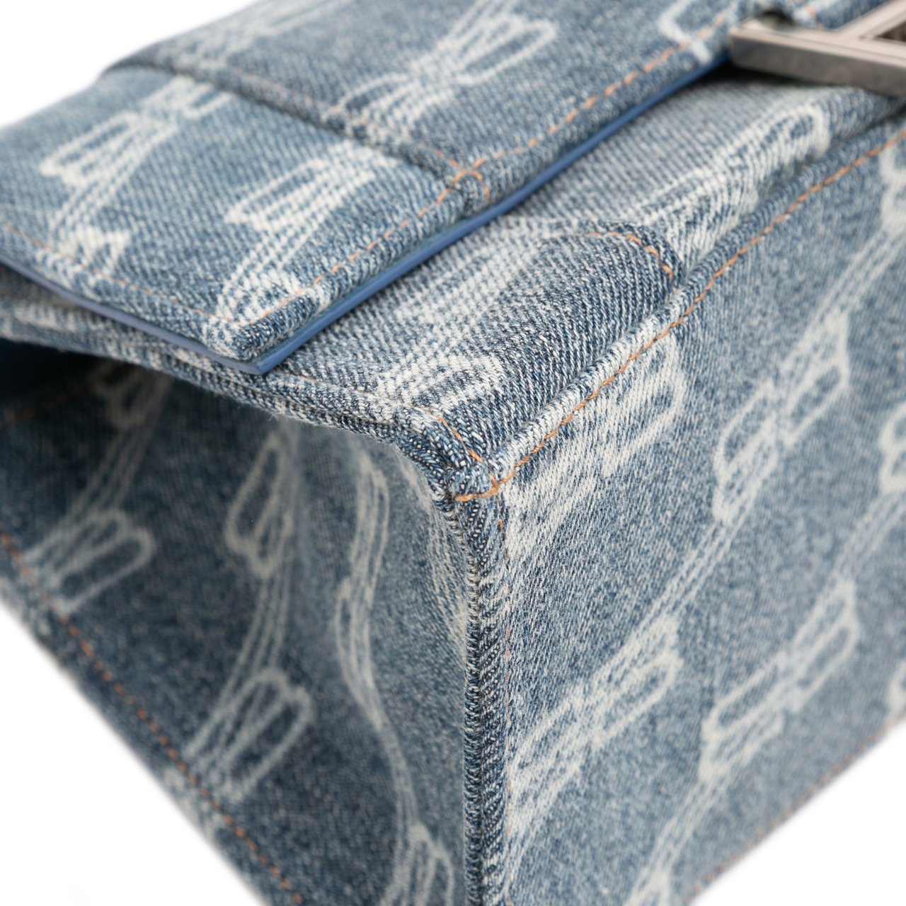 Balenciaga Small BB Monogram Denim Hourglass Top Handle Bag Blauw