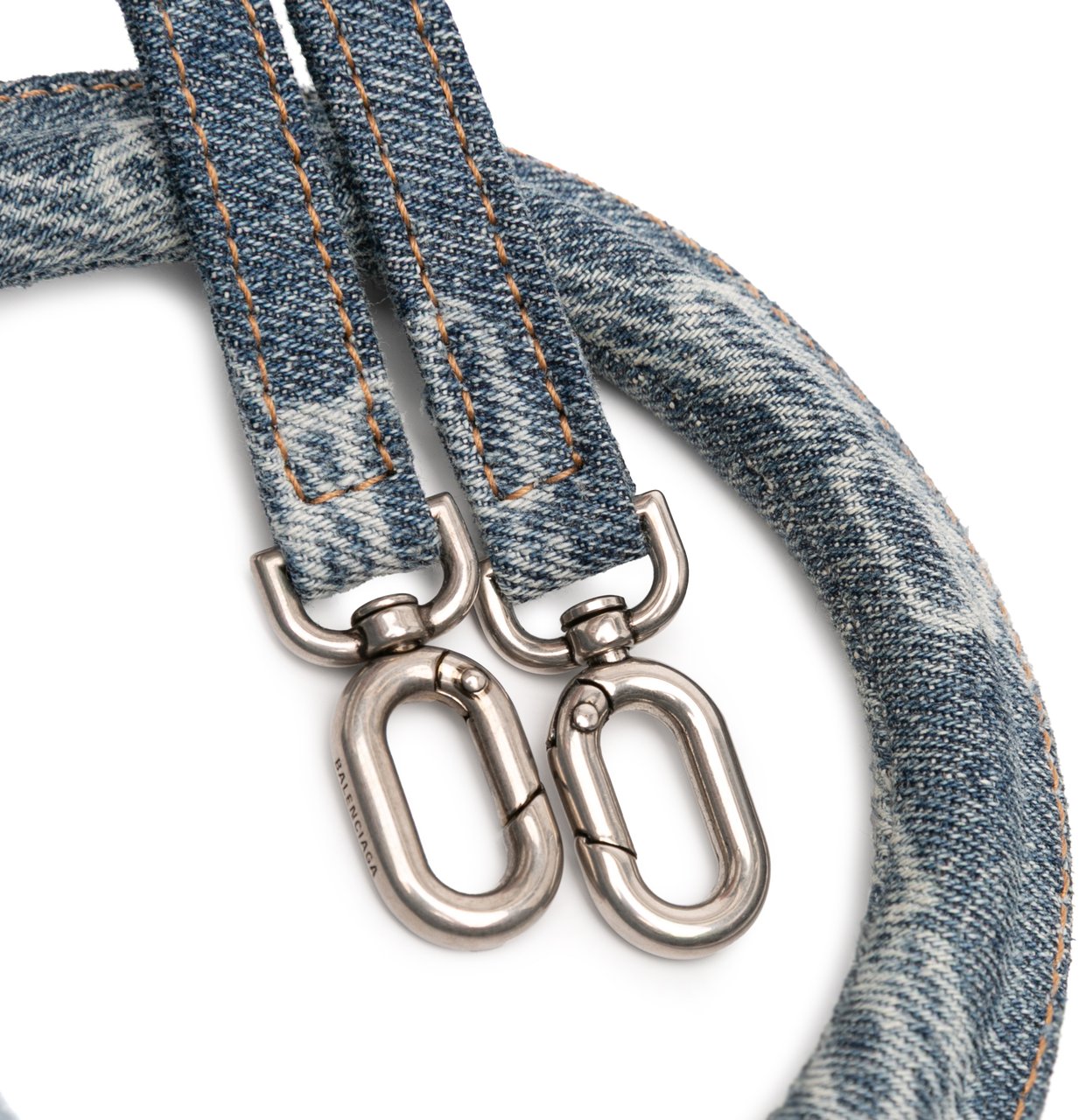 Balenciaga Small BB Monogram Denim Hourglass Top Handle Bag Blauw