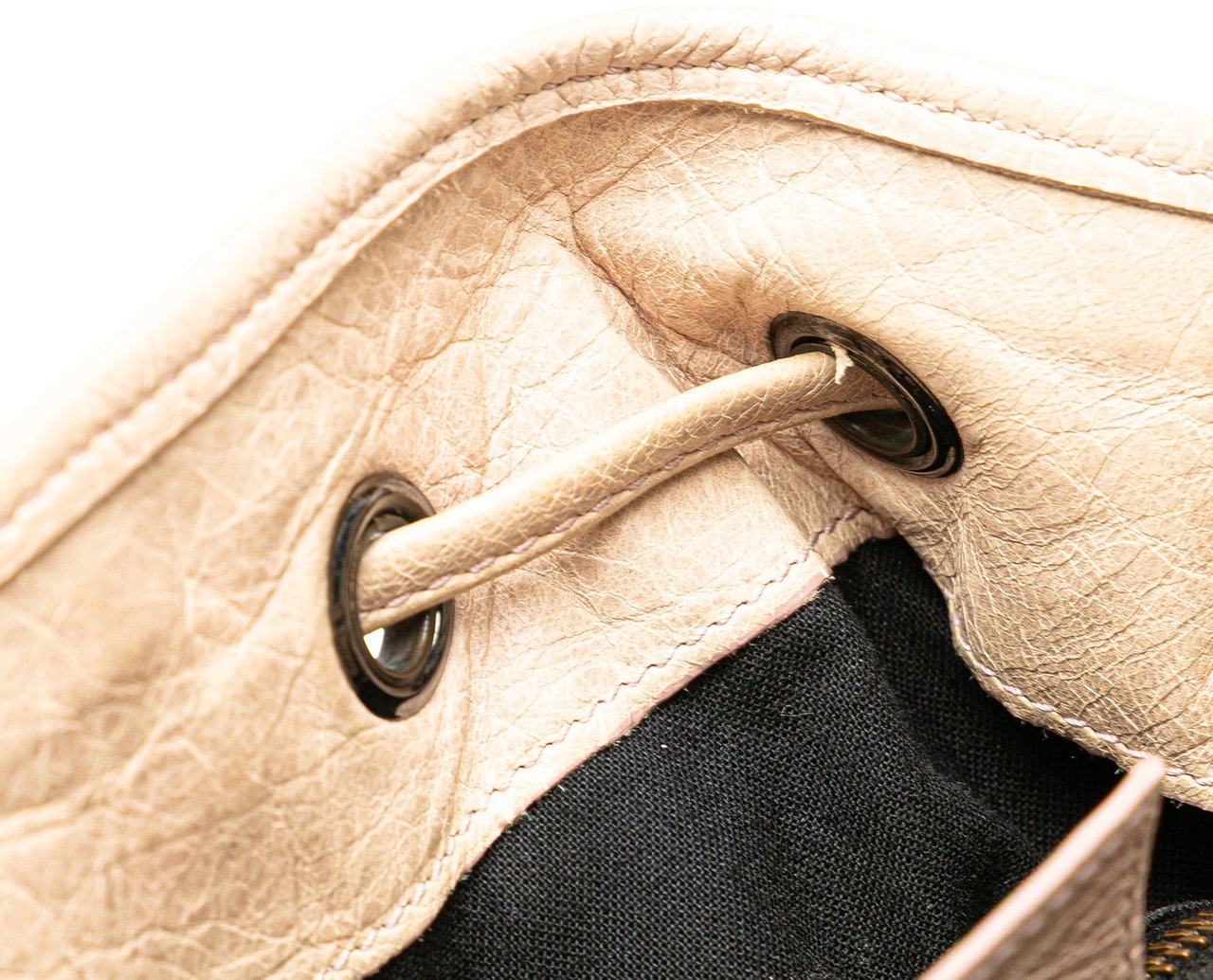 Balenciaga Mini Lambskin Motocross Pompon Bag Bruin