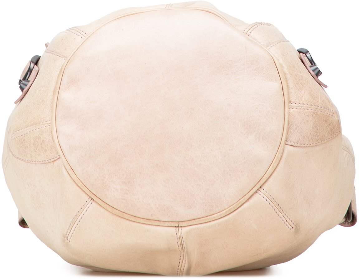 Balenciaga Mini Lambskin Motocross Pompon Bag Bruin