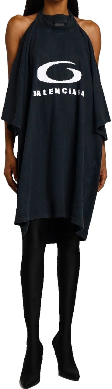 Balenciaga Icon Print T-shirt Dress Zwart
