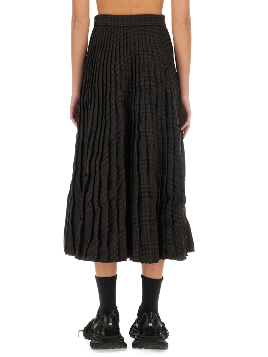 Balenciaga Pleated Wool Skirt with Structured Silhouette Neutraal
