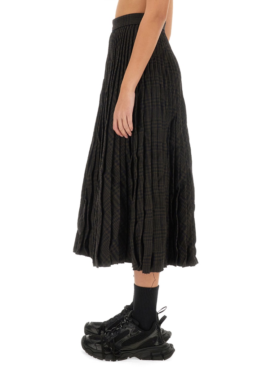 Balenciaga Pleated Wool Skirt with Structured Silhouette Neutraal